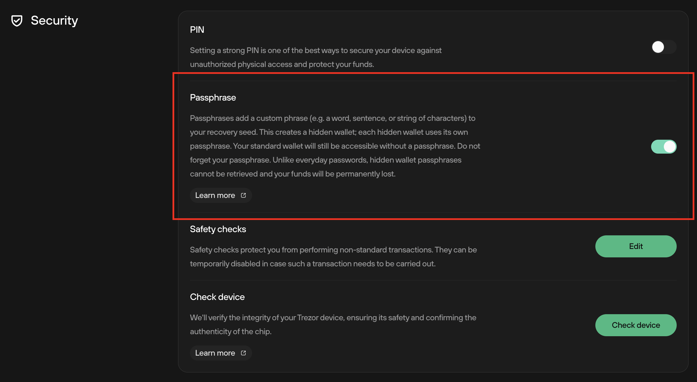 Passphrases and hidden wallets on Trezor hardware wallets